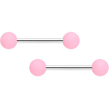 Load image into Gallery viewer, 14G 9/16 Petal Pink Matte Barbell Nipple Ring Set
