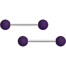 Load image into Gallery viewer, 14G 9/16 Dark Purple Matte Barbell Nipple Ring Set

