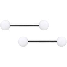 Load image into Gallery viewer, 14G 9/16 White Matte Barbell Nipple Ring Set
