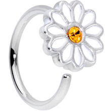 Load image into Gallery viewer, 16G 3/8 Yellow Gem Hippie White Daisy Flower Closure Ring
