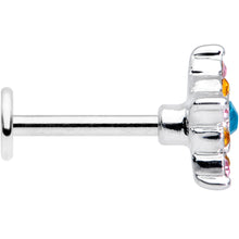 Load image into Gallery viewer, 16G 3/8 Pink Yellow Blue Gem Showy Star Labret Monroe Tragus
