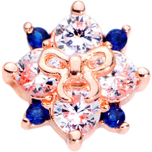 Load image into Gallery viewer, 16G 3/8 Clear CZ Gem Rose Gold Tone Bow Star Labret Monroe Tragus
