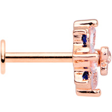 Load image into Gallery viewer, 16G 3/8 Clear CZ Gem Rose Gold Tone Bow Star Labret Monroe Tragus

