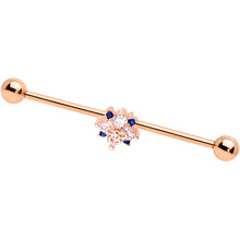 Load image into Gallery viewer, 14G Clear CZ Gem Rose Gold Tone Bow Star Industrial Barbell 38mm
