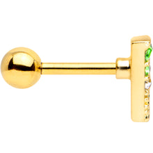 Load image into Gallery viewer, 16G 1/4 Pink Green Gem Gold Tone Triangle Cartilage Tragus Earring
