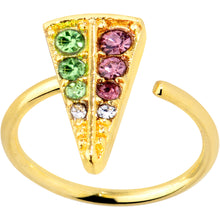 Load image into Gallery viewer, 18G 3/8 Pink Green Gem Gold Tone Triangle Nose Hoop
