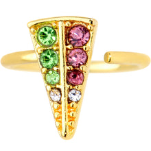 Load image into Gallery viewer, 18G 3/8 Pink Green Gem Gold Tone Triangle Nose Hoop
