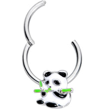 Load image into Gallery viewer, 16G 3/8 Black White Hungry Panda Hinged Segment Ring
