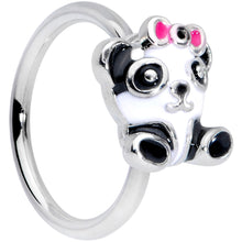 Load image into Gallery viewer, 18G 3/8 Black White Precious Panda Nose Hoop
