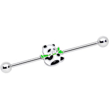 Load image into Gallery viewer, 14G Black White Hungry Panda Bear Industrial Barbell 38mm

