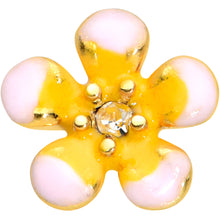 Load image into Gallery viewer, 20G 1/4 Clear Gem Gold Tone Pretty Little Flower Nose Bone
