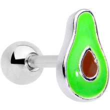 Load image into Gallery viewer, 16G 1/4 Groovy Green Avocado Fruit Cartilage Tragus Earring
