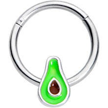 Load image into Gallery viewer, 16G 3/8 Groovy Green Avocado Fruit Hinged Segment Ring
