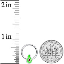 Load image into Gallery viewer, 16G 3/8 Groovy Green Avocado Fruit Hinged Segment Ring
