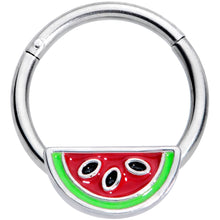 Load image into Gallery viewer, 16G 3/8  Red Green Juicy Watermelon Fruit Hinged Segment Ring
