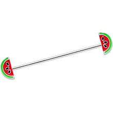 Load image into Gallery viewer, 14G Red Green Juicy Watermelon Industrial Barbell 38mm
