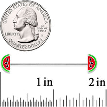 Load image into Gallery viewer, 14G Red Green Juicy Watermelon Industrial Barbell 38mm
