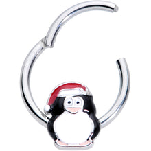 Load image into Gallery viewer, 16G 3/8 Penguin Santa Hat Christmas Hinged Segment Ring

