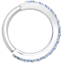 Load image into Gallery viewer, 16G 5/16 Aqua CZ Gem Stainless Steel Hinged Segment Ring
