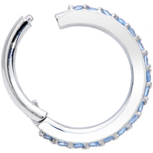 Load image into Gallery viewer, 16G 5/16 Aqua CZ Gem Stainless Steel Hinged Segment Ring
