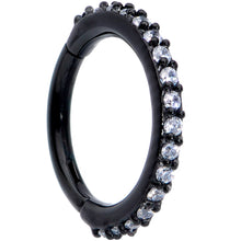 Load image into Gallery viewer, 16G 5/16 Clear CZ Gem Black Plated Hinged Segment Ring
