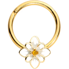 Load image into Gallery viewer, 16G 3/8 Yellow Gem Gold Tone Flower Septum Clicker
