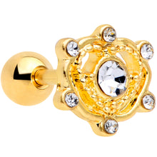 Load image into Gallery viewer, 16G 1/4 Clear Gem Gold Tone Open Heart Cartilage Tragus Earring
