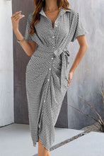 Load image into Gallery viewer, Collared Neck Short Sleeve Midi Shirt Dress Elegant &amp; Versatile Style Cute Dress For Girls
