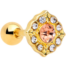 Load image into Gallery viewer, 16G 1/4 Pink Clear Gem Gold Tone Elegant Cartilage Tragus Earring

