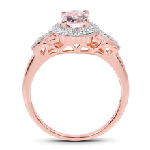 Load image into Gallery viewer, 14K Rose Gold Plated 0.73 Carat Genuine Morganite &amp; White Topaz .925 Sterling Silver Ring
