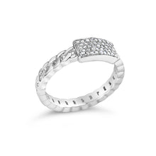 Load image into Gallery viewer, .925 Sterling Silver 1/5 Cttw Diamond ID and Cuban Link Band Ring (I-J Color, I2-I3 Clarity) - Ring Size 6
