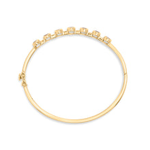 Load image into Gallery viewer, 14K Yellow Gold Alternating Bezel Set 5MM Oval Shaped Tanzanite and 1/5 Cttw Diamond Bangle Bracelet (H-I Color, VS2-SI1 Clarity) - Fit's wrists up to 7.25" Inches
