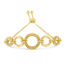 Load image into Gallery viewer, 10K Yellow Gold over .925 Sterling Silver Diamond Accented Graduated Infinity Open Circle 6â€-9â€ Adjustable Bolo Bracelet
