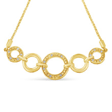Load image into Gallery viewer, 10K Yellow Gold over .925 Sterling Silver Diamond Accented Graduated Infinity Open Circle 6â€-9â€ Adjustable Bolo Bracelet
