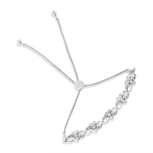 Load image into Gallery viewer, .925 Sterling Silver Diamond Accent Interlocking Infinity and Heart 4â€-10â€ Adjustable Bolo Tennis Bolo Bracelet (H-I Color, I2-I3 Clarity)

