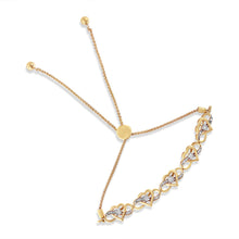 Load image into Gallery viewer, 14K Yellow Gold Plated .925 Sterling Silver 1/10 Cttw Diamond Infinity Heart Shaped 4â€-10â€ Adjustable Bolo Bracelet (H-I Color, I2-I3 Clarity)
