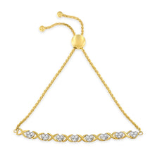Load image into Gallery viewer, 10K Yellow Gold over .925 Sterling Silver 1/10 Cttw Diamond Heart and X-Link 6â€-9â€ Adjustable Bolo Bracelet (H-I Color, I2-I3 Clarity)
