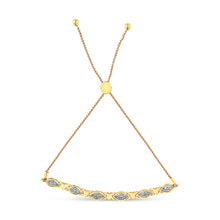 Load image into Gallery viewer, 14K Yellow Gold Plated .925 Sterling Silver Diamond Accent Alternating Marquise Shape and Heart Links Bolo Bracelet (I-J Color, I3 Clarity) - Adjustable 6" to 9"
