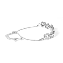 Load image into Gallery viewer, .925 Sterling Silver 1/2 Cttw Diamond Alternating Heart Link Adjustable Bolo Bracelet (I-J Color, I3 Clarity) - 4" to 10" Inches
