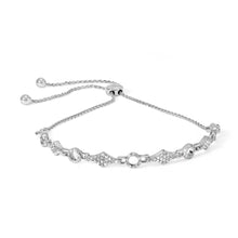 Load image into Gallery viewer, .925 Sterling Silver 1/2 Cttw Diamond Alternating Circle and Kite Link Adjustable Bolo Bracelet (I-J Color, I3 Clarity) - 4" to 10" Inches
