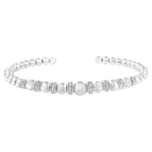 Load image into Gallery viewer, .925 Sterling Silver 1/4 Cttw Diamond Rondelle Graduated Ball Bead Cuff Bangle Bracelet (I-J color, I2-I3 clarity) - Fits wrists up to 7 1/2 inches
