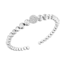 Load image into Gallery viewer, .925 Sterling Silver 1/6 Cttw Diamond Rondelle Graduated Ball Bead Cuff Bangle Bracelet (I-J color, I2-I3 clarity) - Fits wrists up to 7 1/2 inches
