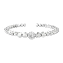 Load image into Gallery viewer, .925 Sterling Silver 1/6 Cttw Diamond Rondelle Graduated Ball Bead Cuff Bangle Bracelet (I-J color, I2-I3 clarity) - Fits wrists up to 7 1/2 inches
