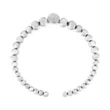 Load image into Gallery viewer, .925 Sterling Silver 1/6 Cttw Diamond Rondelle Graduated Ball Bead Cuff Bangle Bracelet (I-J color, I2-I3 clarity) - Fits wrists up to 7 1/2 inches
