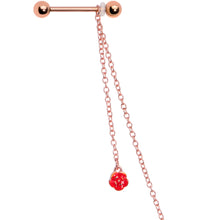 Load image into Gallery viewer, 14G 9/16 Gold Tone Red Flower Valentine Dangle Nipple Chain
