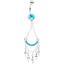 Load image into Gallery viewer, Aqua Gem Double Drama Chandelier Dangle Belly Ring
