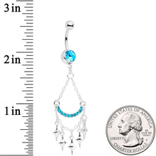 Load image into Gallery viewer, Aqua Gem Double Drama Chandelier Dangle Belly Ring
