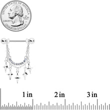 Load image into Gallery viewer, 14G 9/16 Clear Gem Drama Dangle Nipple Ring Set
