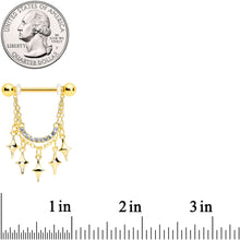 Load image into Gallery viewer, 14G 9/16 Clear Gem Gold Tone Drama Dangle Nipple Ring Set
