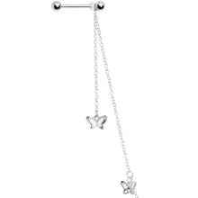 Load image into Gallery viewer, 14G 9/16 Clear Gem Butterfly Dangle Nipple Chain
